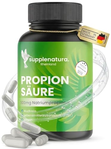 Propionsäure - 1000mg Tagesdosis - Natriumpropionat - Laborgeprüft - Vegan - Deutsche Herstellung – Propionsäure Kapseln von SUPPLENATURA®