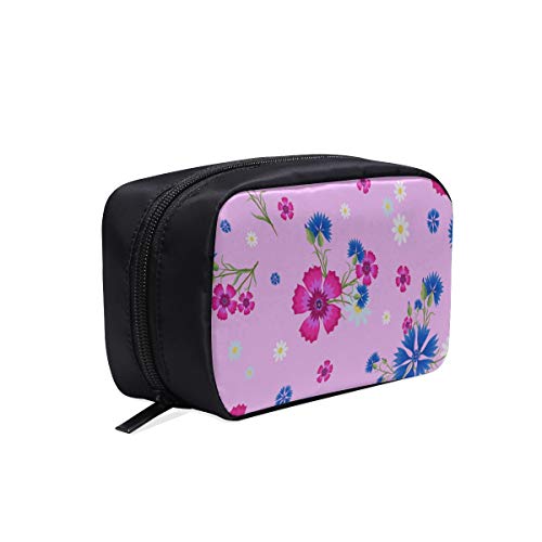Bolsa de maquillaje para adolescentes Azul Romántico Retro Flores Clavel Cometic Bolsa...