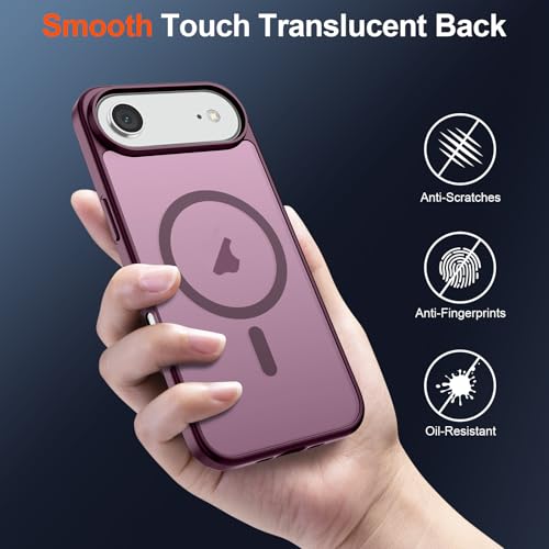 Image of SUPFINE Magnetic for iPhone Air Case (Compatible with MagSafe)(Military Grade Drop Protection) Slim Translucent Matte Shockproof with Anti-Fingerprint Phone Cover for 17 Air,Wine Red