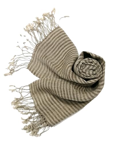 Image of Shanlin Unisex Natural Color 100% Linen Scarves for Men and Women