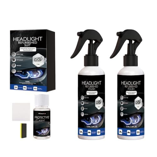 Mucpad Car Headlight Restoration Kit,Headlight Cleaner and Restorer Kit,No Power Tools Required, Restoring to Like-New Condition,Head Light Restoring Kit (2PC)