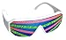 Rasslor Pink and Green Stripe White Frame Blue Lens Shield 140mm Sunglasses