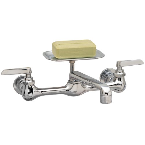 PlumbCraft Two Handle Wall Mount Utility Faucet - Chrome