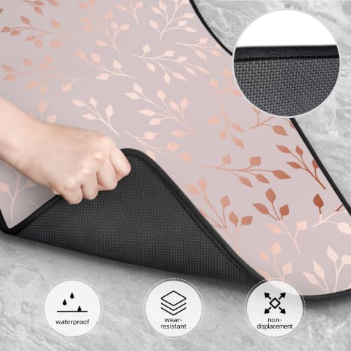 Alfombrillas para coche con estampado floral de oro rosa y neopreno elegante 4