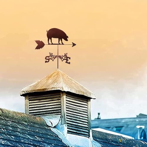 Veleta de jardín de metal retro con estaca decorativa e indicador de viento de animales 5