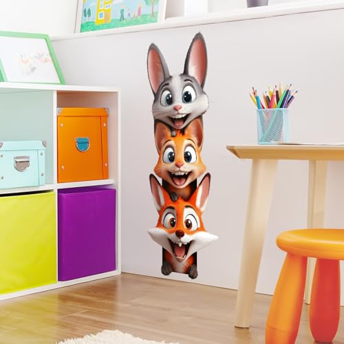 Vinilos decorativos 3D animales tiernos para pared miniatura 3