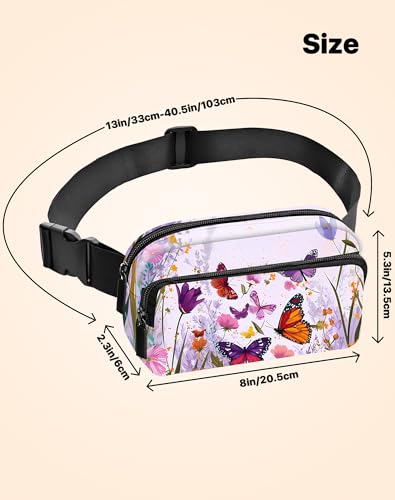 Image of Butterfly Fanny Pack for Women Belt Bag Fashion Everywhere Waist Pouch Lightweight Crossbody Bags with Adjustable Strap