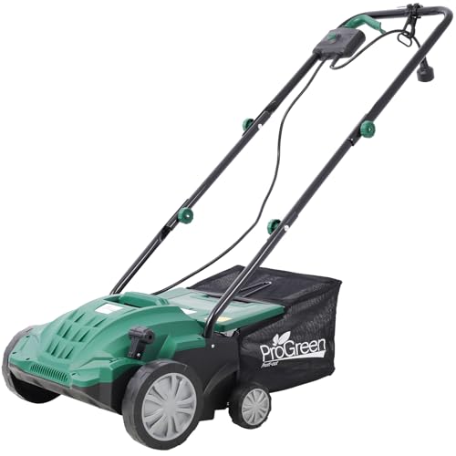 Garden Scarifier 2-in-1 Electric Dethatcher Scarifier with Removable Collection Bag Electric Lawn Dethatcher for Home Garden (16INCH)