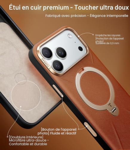 Coque iPhone 17 Pro Max MagSafe bleu étui antichoc support rotatif 360