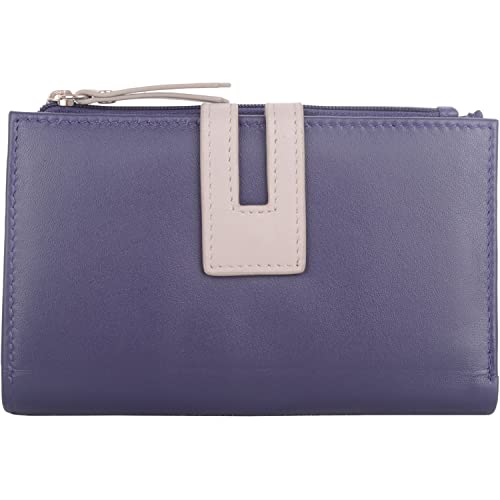 Portefeuille en cuir souple véritable violet pour femme avec blocage RFID Valita