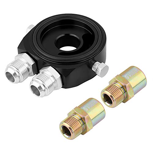 Adattatore Filtro Olio, Piastra Sandwich Filtro Olio, M20×1,5 Adattatore per Piastra Sandwich del Radiatore del Filtro dell'olio in Alluminio, 1/8 NPT, Nero