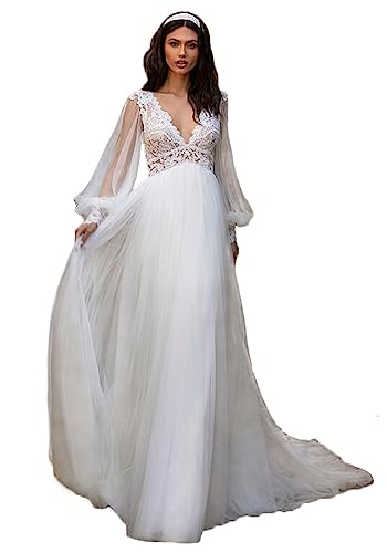 Wedding Dresses for Bride Long Sleeve Boat Neck Button Back Crepe Satin Wedding Gown