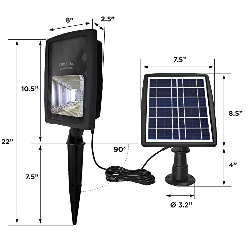 Gama Sonic Dual Color Solar Flood Light, Outdoor Black Cast Aluminum, Stake or Flat Mount Uplight for Trees, House, Landscaping, Walls with Detachable Solar Panel (203001) thumbnail 5