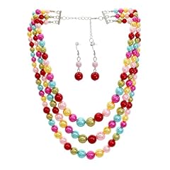 mix color strands pearl necklace set