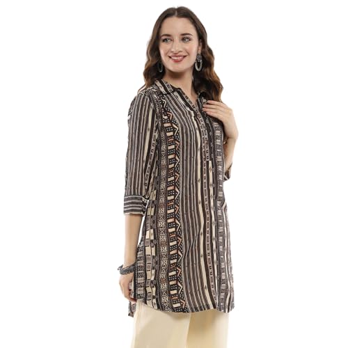 Image of BIBA Women Rayon Blend Regular Printed Straight Kurti