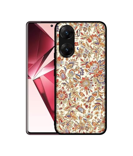 Image of Floral Design Premium 2D Printed Metal Back Case Cover for Vivo V29E 5G