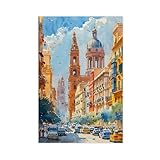 OVUQF Cuadro de acuarela de Valencia, lienzo decorativo para pared de Valencia, póster para decoración de dormitorio, cuadros de 20 x 30 cm