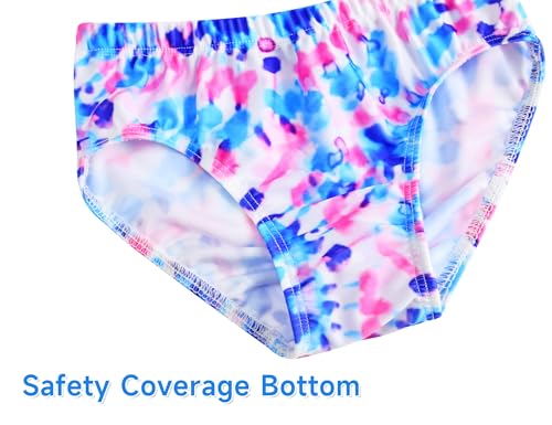 Image of Girls Tankini Swimsuit UPF50+ Ruffle 2 Piece Bathing Suit Full Coverage Kids Swimwear Ages 2-14 Years