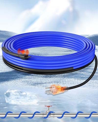 WILAWELS 18Ft Heat Tape for Water Pipes, 5W Constant Power Self-Regulating Pipe Heating Cable, Metal and Plastic Water Pipe Freeze Protection Heating Keeps Water Flowing, 120V U18HC06