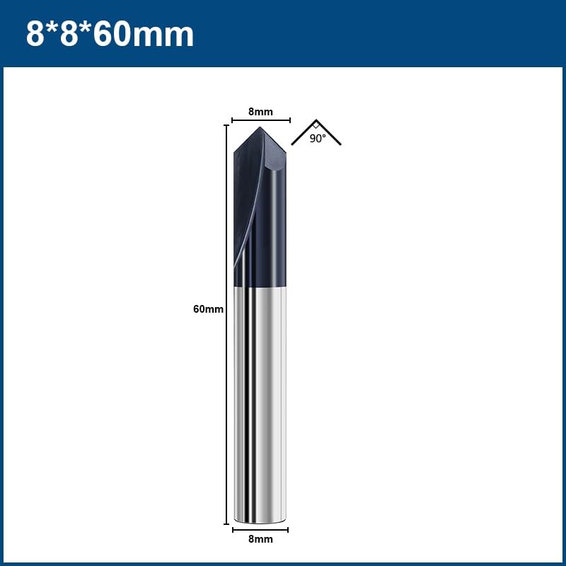 Frez trzpieniowy 90 stopni 2-12 mm, 2-ostrzowy, frez fazujący, węglikowy, do fazowania, maszyn CNC(10pcs,8x8x60Lx90degree)