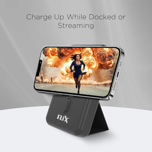 Image of FLiX MagConnect Elite 10,000mAh 15W Magnetic Wireless Output,22.5W QC Pocket Power Delivery PPS,Type C & Type A Input /Output,Rapid Charge,LED Display,Perfect for iPhone 12,13,14(Black)