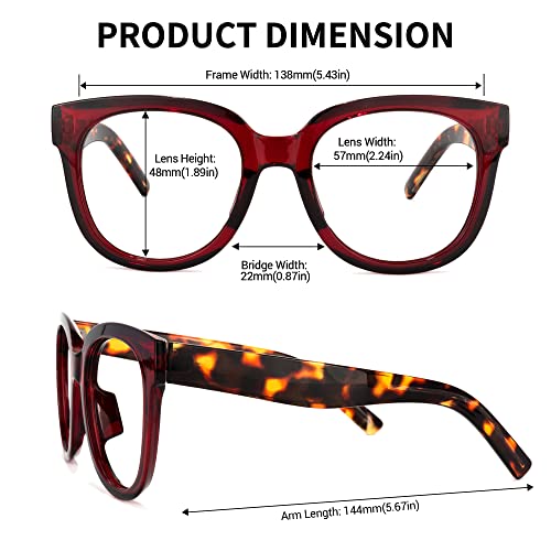 Image of Zeelool Unisex Retro Oversized Square Blue Light Blocking Glasses Harrell ZOP049594-02 Dark-Red