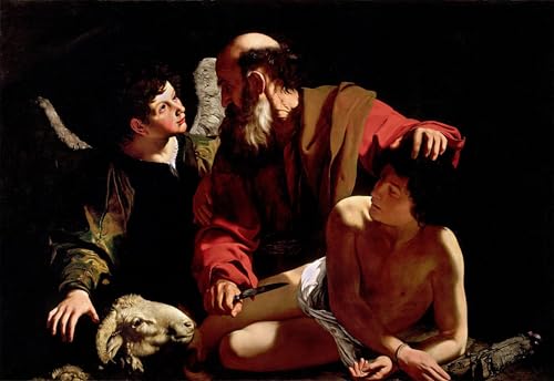 Peinture murale Le Sacrifice d Isaac Caravaggio toile deco au grain artistique superieur