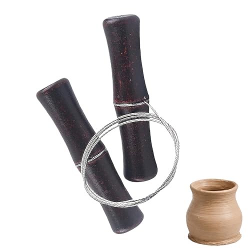 1 Set Cheese Cutter with Wire Cheese Wire Premium Clay Cutter Tool Stainless Steel Twisted Wires with Wooden Handle for Clay Pottery Cheeses Dough Ceramics Art Sculptures(Black)