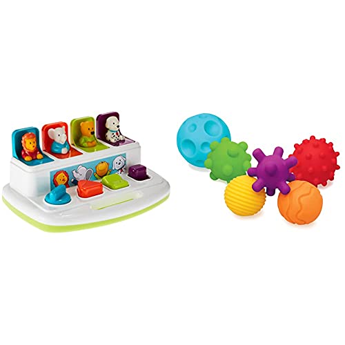 Image of Battat – Pop-up Pals – Color Sorting Animal Push and Pop Up Toy & Infantino Textured Multi Ball Set - Textured Ball Set Toy for Sensory Exploration and Engagement, Ages 6 Months And Up