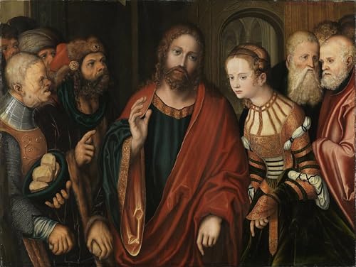 Arts Affiche Artistique Calvaire de Lucas Cranach : Toile de Qualité Musée pour Salon 60x90