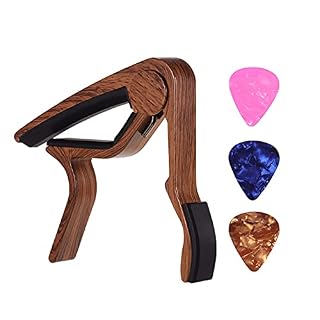 WGOEODI Capo de Guitare de Couleur Bois en Alliage d’aluminium, avec 3 Pics de Guitare de Couleur aléatoire, Bois de… - Les Beatles, Paul McCartney, John Lennon, RIngo Starr, George Harrison WGOEODI Capo de Guitare de Couleur Bois en Alliage d'aluminium, avec 3 Pics de Guitare de Couleur aléatoire, Bois de… – Image 2
