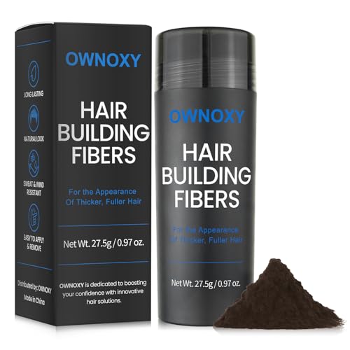 OWNOXY Hair Fibers for Thinning Hair - Hair Building Fibers for the Appearance of Thicker, Fuller Hair, Hair Thickening Fibers for Men and Women - Easy to Apply & Remove, 27.5g/ 0.97oz (Medium Brown)