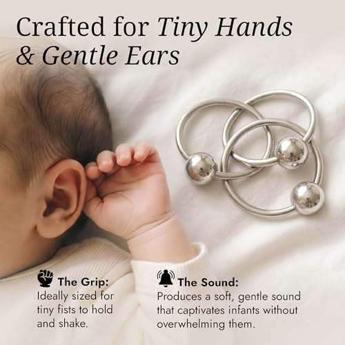 Image of 3 Ring 925 Sterling Silver Teether Rattle Ring | non tarnishing, 0-12 months, teething gift, engravable, gift boxed, baby shower, christening, newborn keepsake