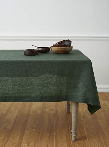 Solino Home Linen Tablecloth 60 X 90 Inch – 100% Pure Linen Rectangle Tablecloth For Dining, Living, Party, Indoor, Outdoor – Athena, Handcrafted And Machine Washable – Forest Green #TOP10