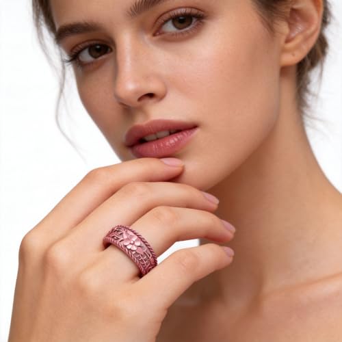 Image of Silicone Wedding Rings for Women 1 /4 /7 Packs -Stackable Silicone Rubber Wedding Bands - Innovative Flower & Vine Collection