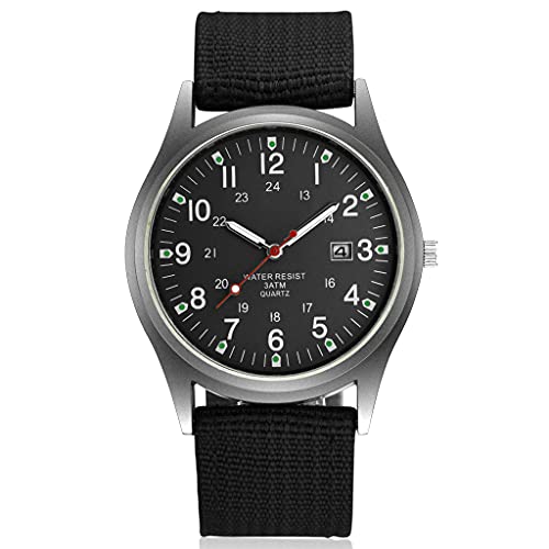 LsvtrUS Men's Military Army Watch, Stainless Steel Nylon Strap Calendar Casual Sports Wrist Watch