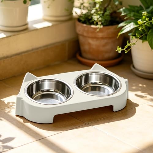 Halterung für Hunde, rutschfest, abnehmbar, mit Doppelschüssel aus Edelstahl, für Zuhause, Wohnzimmer, Küche, Esszimmer, Terrasse, Garage-3