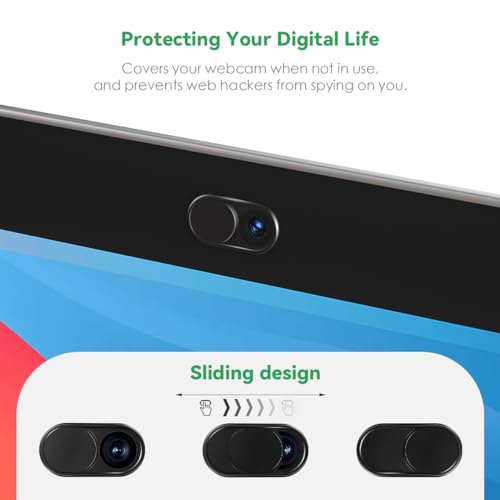 Image of CloudValley Webcam Cover Slide[2-Pack], 0.023 Inch Ultra-Thin Metal Web Camera Cover for MacBook Pro, iMac, Laptop, PC, iPad Pro, iPhone 8 /7 /6 Plus, Protect Your Visual Prvacy [Black]