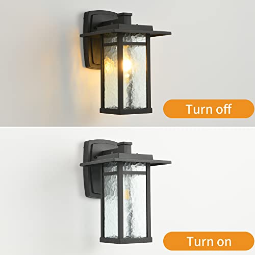 Smeike Outdoor Wall Sconces, 13.6”H Led Exterior Light Fixture, Matte Black Finish Exterior Wall Lanterns For Porch, Garage, Front. Water Glass #TOP6
