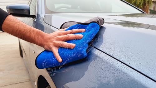 Image of SOFTSPUN Microfiber Cloth for Car Coral 800GSM 40X60cms 4 Pcs Blue+Grey! Extra Thick Microfiber Cleaning Cloths Perfect for Bike, Auto, Cars Both Interior and Exterior.