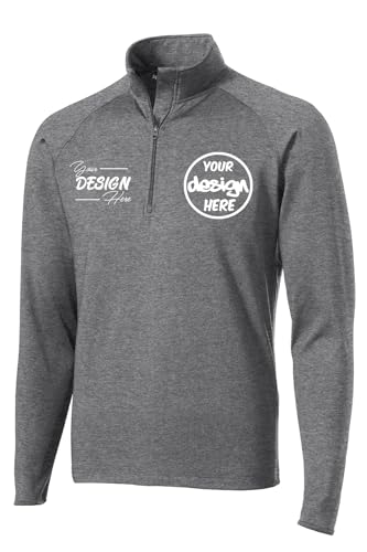 INK STITCH Men St850 Custom Printing Add Logo Image Texts Stretch Quarter Zip Up Pullover