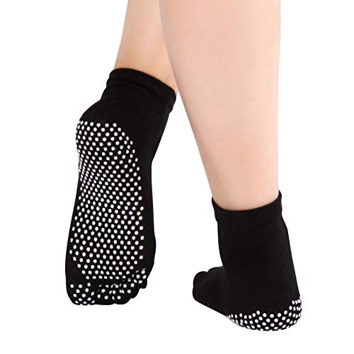 Meaiguo Yoga Socks Non Slip Skid Pilates Barre Grip Socks With Toes Cotton For Women Men #TOP1