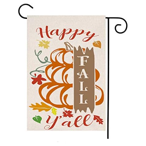 MFGNEH Happy Fall Y'all Small Garden Flag Vertical Double Sided 12.5 x 18 Inch Pumpkins Maple Leaf Fall Decoration Yard Outdoor Burlap Flag Cover