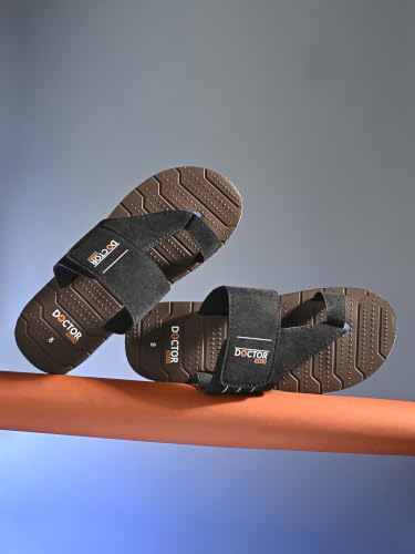 Image of Doctor Walk Men's Ortho Comfort Toe-Ring Slippers | Lightweight Non-Slip Cushioned Daily Wear Casual Sandals & Chappal for Men Extra Soft