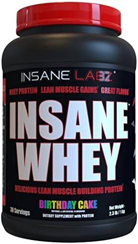 Insane Labz Insane Whey,100% Muscle Building Whey Protein, BCAA Amino Profile, Mass Gainer, Meal Replacement (Birthday Cake, 30 Servings)