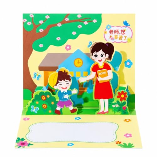FytStycale Kit carte créative 3D, loisirs créatifs pour enfants et adultes, ensemble complet pour carte vœux personnalisée, thème dessin animé pastoral, model 01
