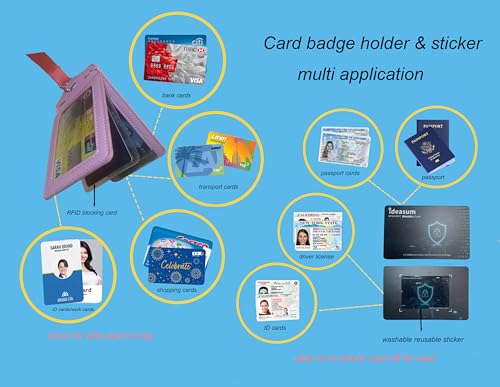 Wallet Anti-theft Cards Set, 8 RFID Blocking Cards & 2 Card Badge Holders & 4 Stickers, Passport/Driver License Protector, Credit Cards Blocker, NFC Blocker/Safecard for Work & Travel4