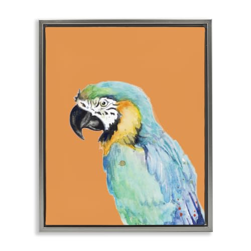 Tropical Macaw Parrot Portrait, 24 x 30 Inch Canvas in Floater Frame
