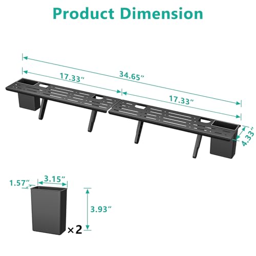 WALI TV Top Shelf, Adjustable Monitor Shelf with 2 Storage Boxes, Stitchable Floating TV Stand Holds Up to 5.5lbs for Speaker, Media Boxes, Game Console, Router Shelves 34.65×4.3'' (TSH004-2B), Black - Image 3