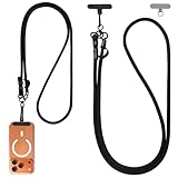 JIUCAN Phone Lanyard, 1 Phone Strap Crossbody with 2 Pack Tether Tabs, Skin-Friendly, Universal Cell Phone Neck Lanyard for Travel Essentials, Adjustable Anti-Theft Phone Strap for All Phones